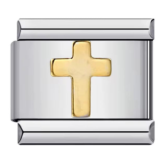 Gold Cross on Silver Charm