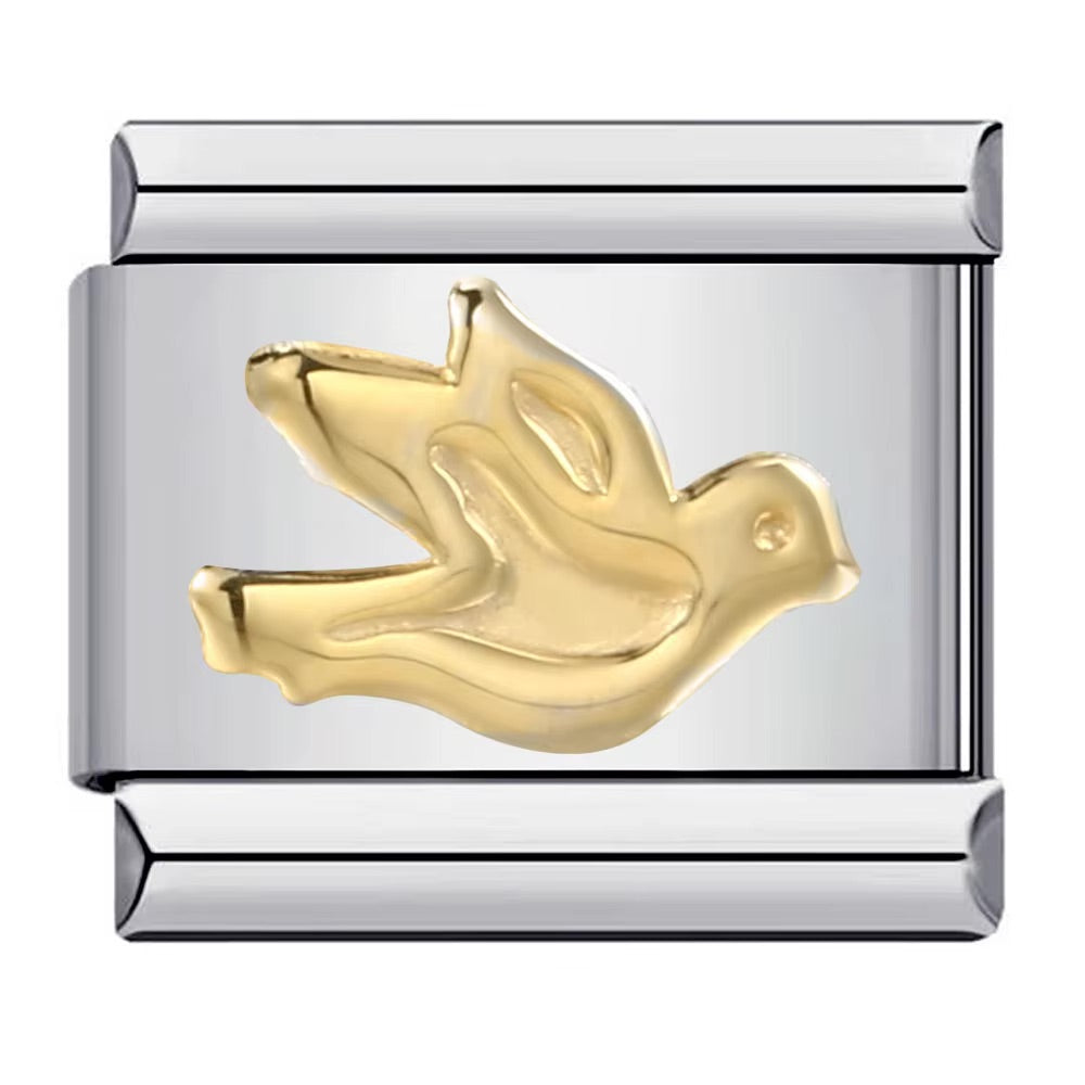 Golden Bird on Silver Charm