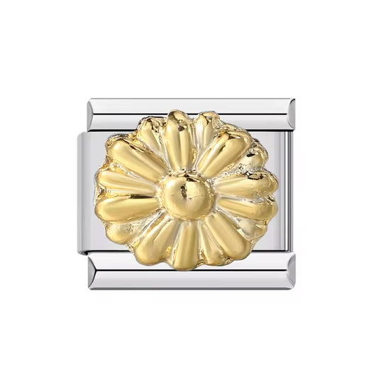 Gold Flower on Silver Charm