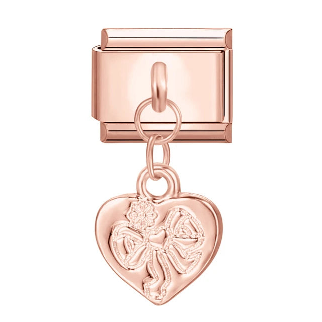 Rose Gold Adorned Heart Charm