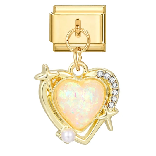 Opalescent Diamond Adorned Heart Charm