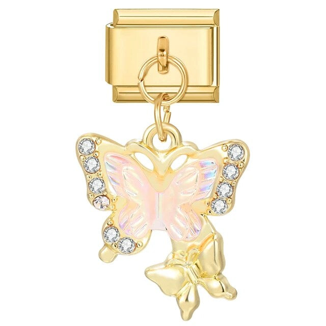 Opalescent Golden Butterfly Charm