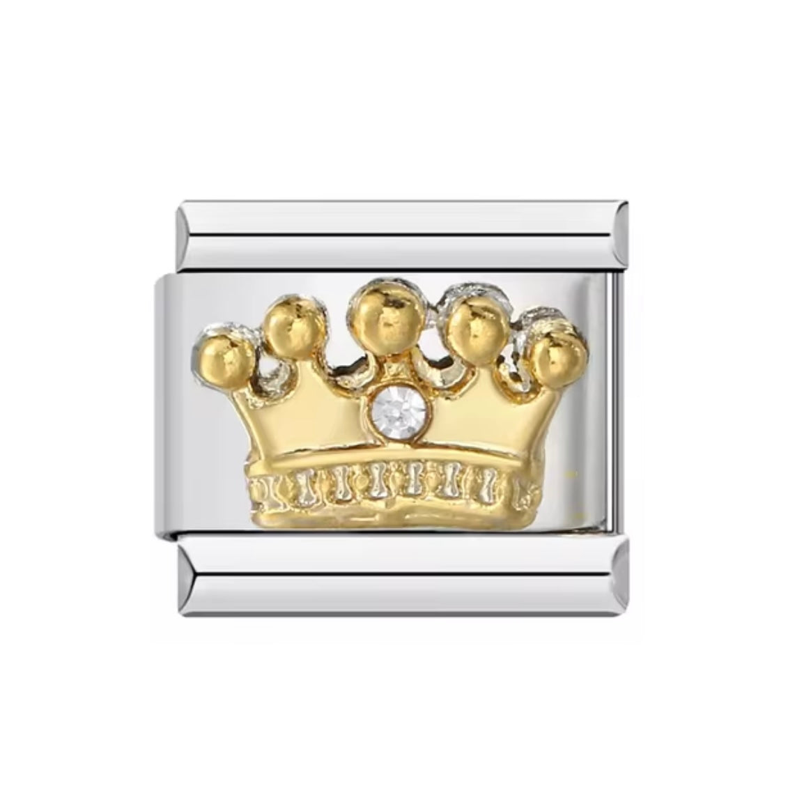 Gold Crown on Silver Charm