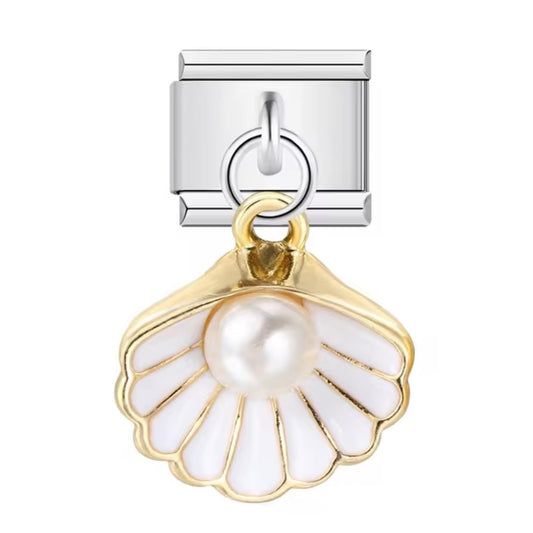 White Shell with Pearl Charm