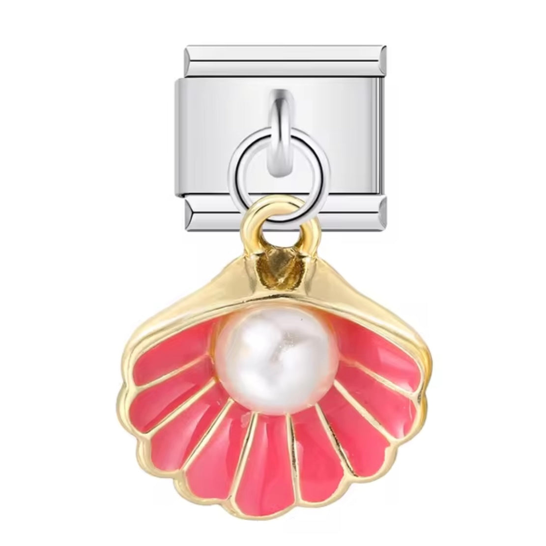 Red Shell with Pearl Charm