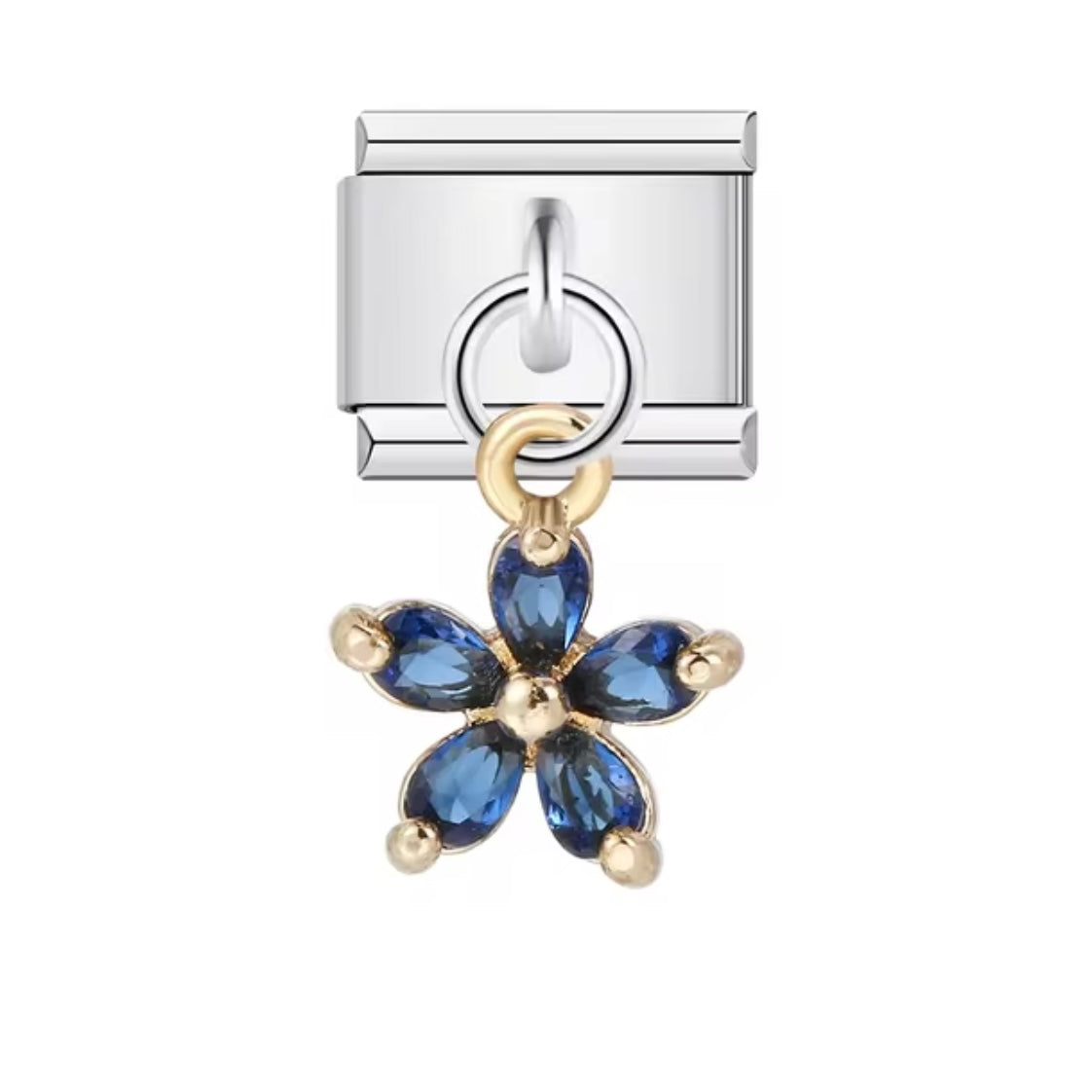 Blue Stone Flower Charm