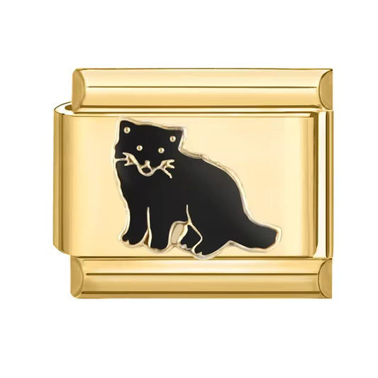 Black Cat Energy on Gold Charm