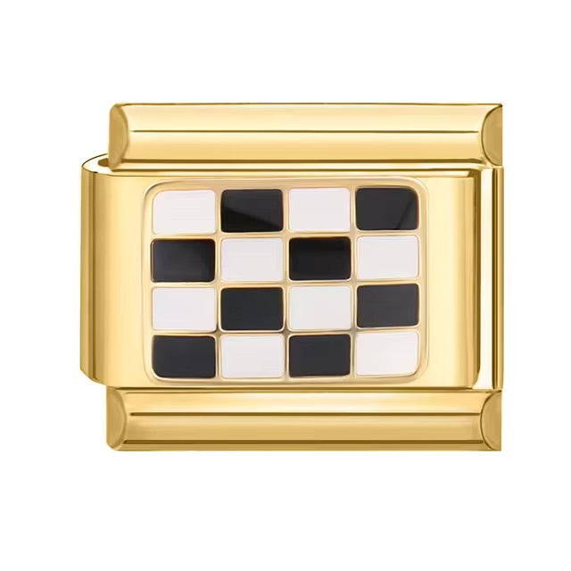 Checker Flag on Gold Charm