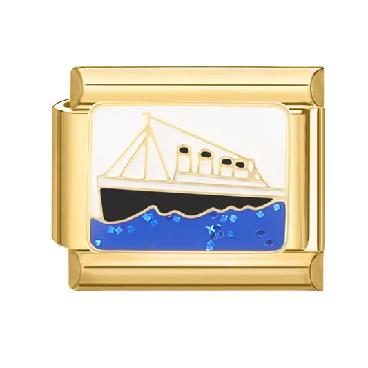 Cruise Ship on Gold Charm