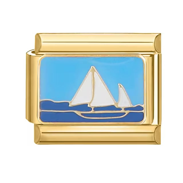 Sail Boat on Gold Charm