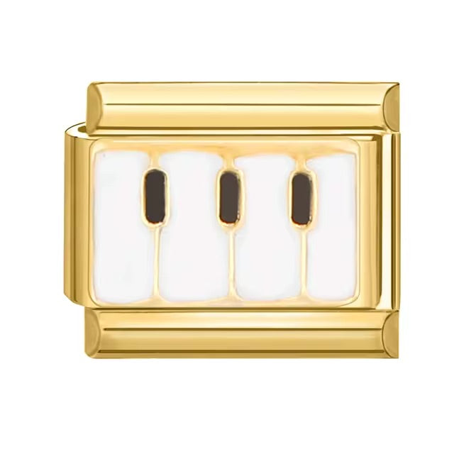 Piano Keys in Gold Charm