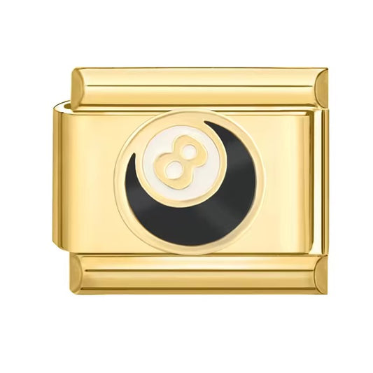 8 Ball in Gold Charm