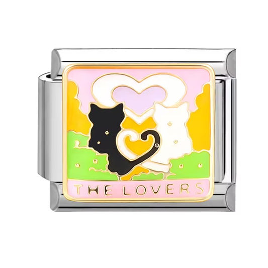 The Lovers Black and White Cat Charm