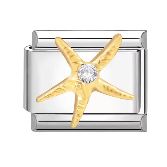 Gold Starfish on Silver Charm