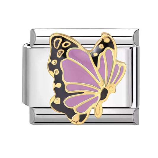 Dusty Pink and Black Butterfly Charm