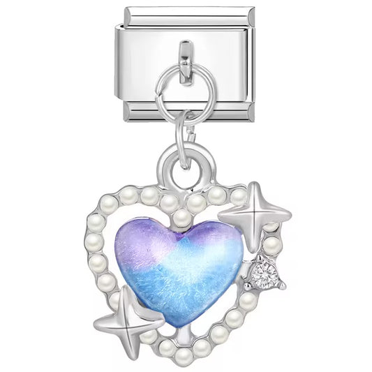 Blue and Purple Adorned Heart Charm