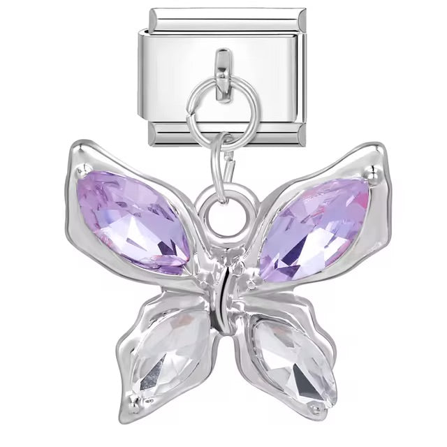 Purple Gemstone Butterfly Charm