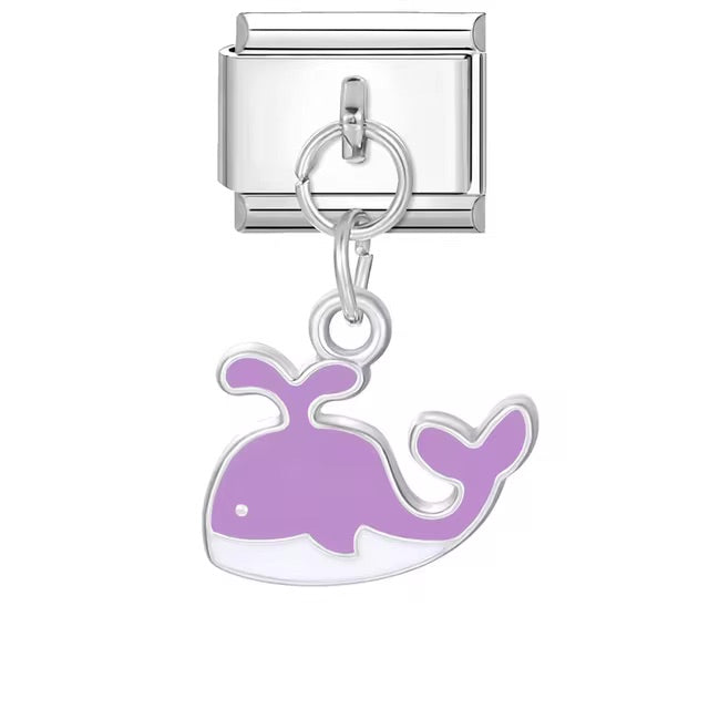 Purple Cartoon Whale Charm