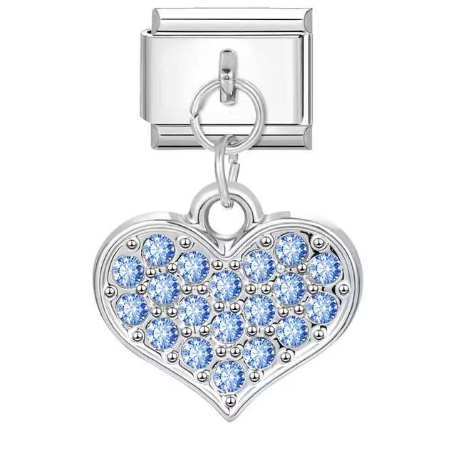 Sapphire Diamond Heart Charm