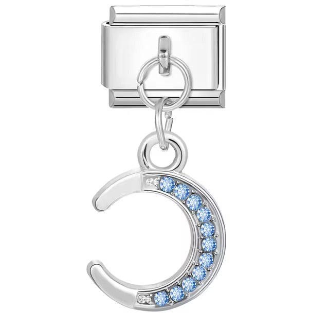 Sapphire Diamond Moon Charm