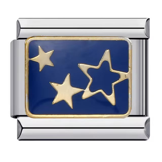 Gold Stars on Deep Blue Charm