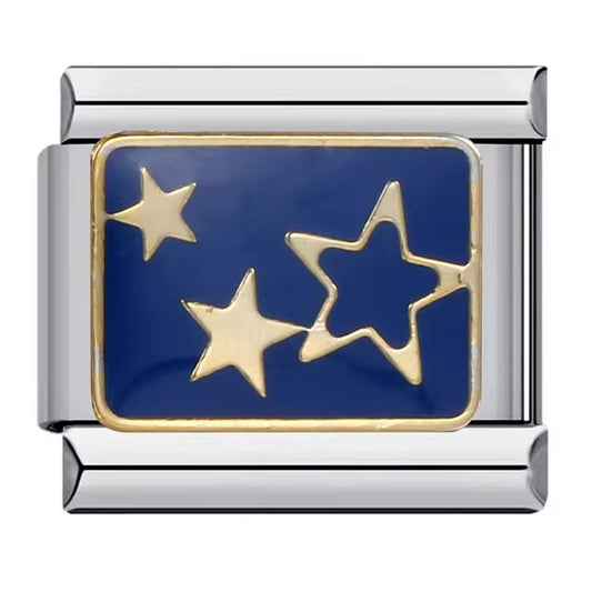 Gold Stars on Deep Blue Charm