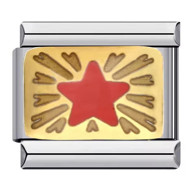 Red Star in Gold Charm