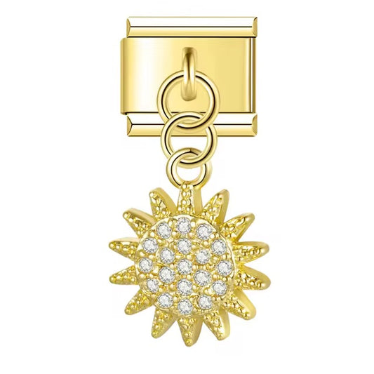 Diamond Adorned Golden Sun Charm