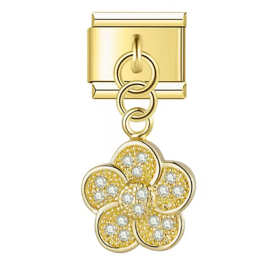 Diamond Adorned Golden Flower Charm