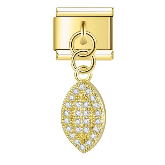 Diamond Adorned Gold Drop Charm