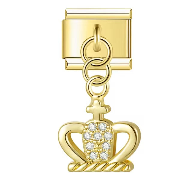 Diamond Adorned Golden Holy Crown Charm