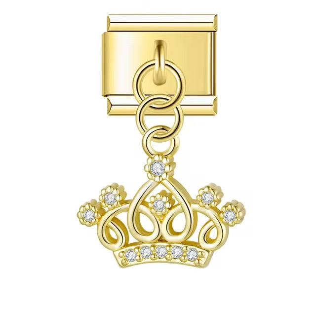 Diamond Adorned Golden Luxury Crown Charm