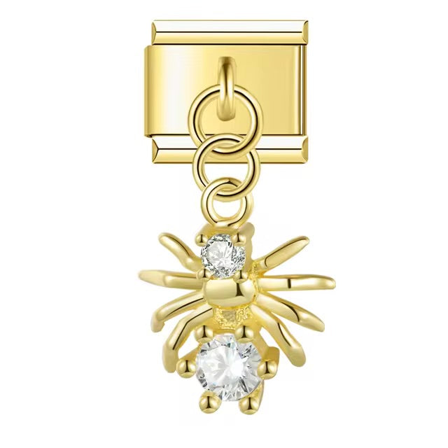 Diamond Adorned Golden Spider Charm