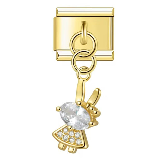 Diamond Adorned Gold Female Bunny Charm