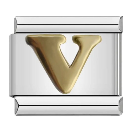 V - Silver & Gold Charm