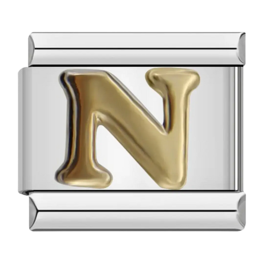 N - Silver & Gold Charm