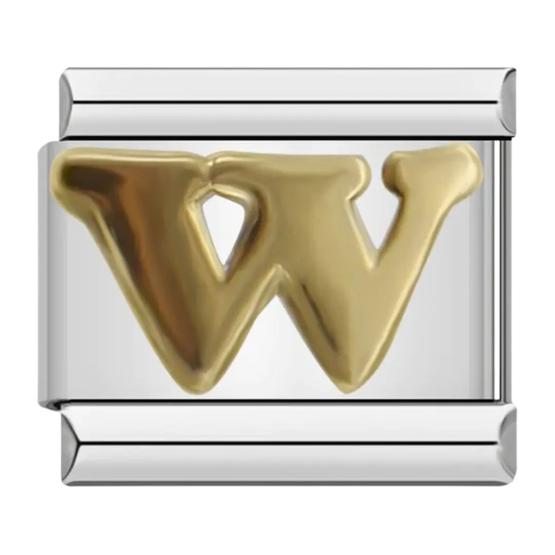 W - Silver & Gold Charm