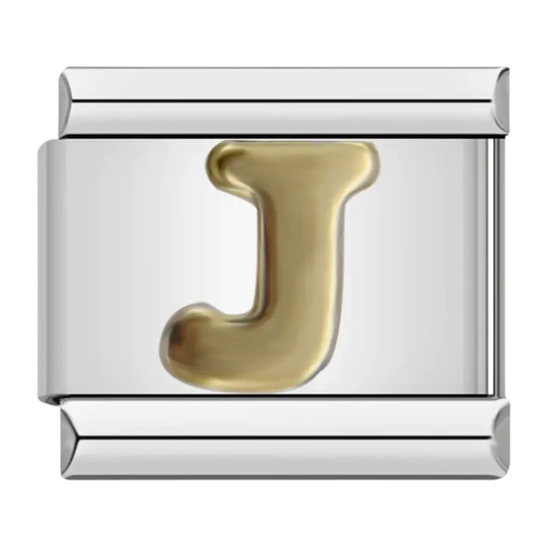 J - Silver & Gold Charm